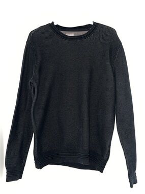 A-Frame Black Knitted Textured Crewneck Sweater